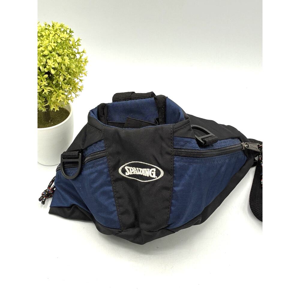 Vintage Spalding Fanny Pack Waist Bag Navy Black Bottle Holder 90s Sport Bag
